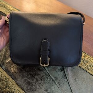 Vintage Coach black leather saddle pouch crossbody bag #9590